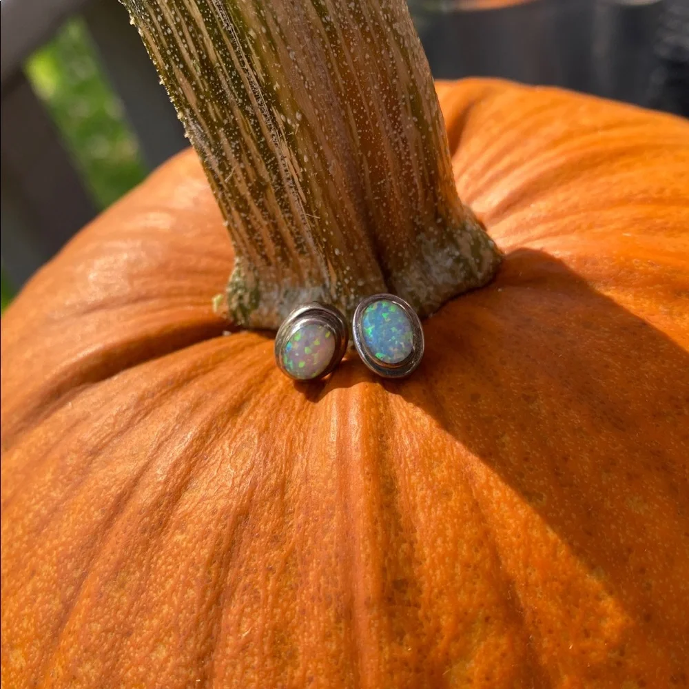 Sterling Silver Opal Earrings Posts (No Backs) - Picture 16 of 17